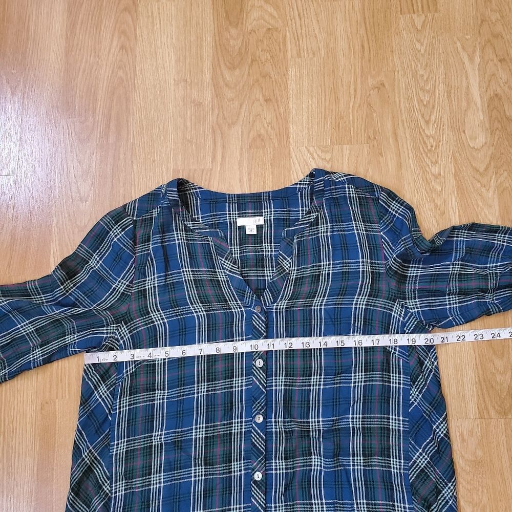 J.Jill Plaid Long Sleeve Button Down Top sz MP - Picture 7 of 10